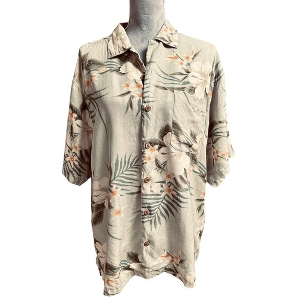Tommy Bahama 100% Silk Hawaiian Shirt Men’s M – Floral Aloha Button Down - Picture 1 of 7